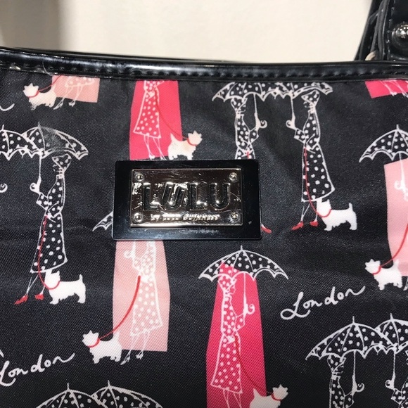 Lulu Guinness London Dog Print Black Tote & Wallet - Picture 2 of 7